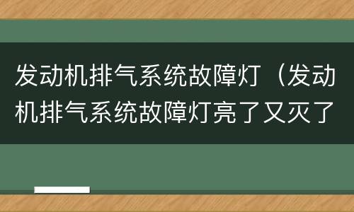 发动机排气系统故障灯（发动机排气系统故障灯亮了又灭了）