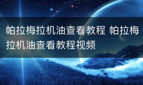 帕拉梅拉机油查看教程 帕拉梅拉机油查看教程视频