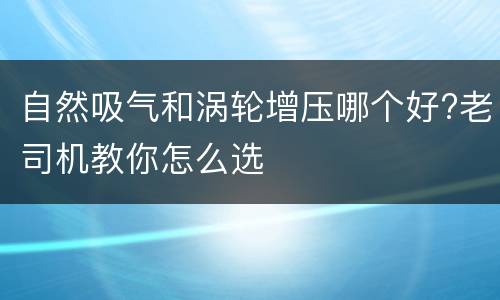 自然吸气和涡轮增压哪个好?老司机教你怎么选