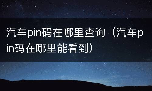 汽车pin码在哪里查询（汽车pin码在哪里能看到）