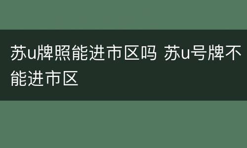 苏u牌照能进市区吗 苏u号牌不能进市区
