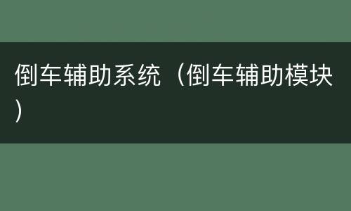 倒车辅助系统（倒车辅助模块）