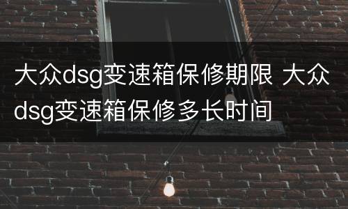 大众dsg变速箱保修期限 大众dsg变速箱保修多长时间