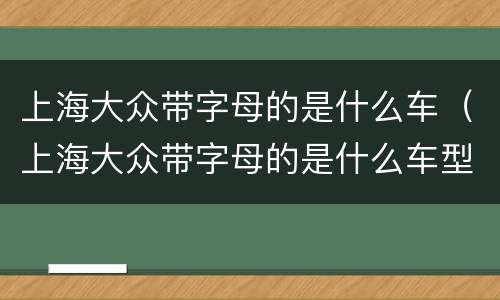 上海大众带字母的是什么车（上海大众带字母的是什么车型）