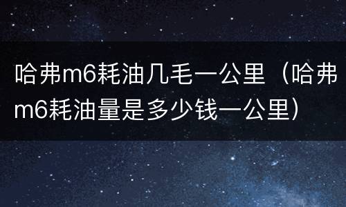 哈弗m6耗油几毛一公里（哈弗m6耗油量是多少钱一公里）