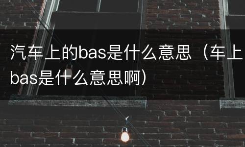 汽车上的bas是什么意思（车上bas是什么意思啊）