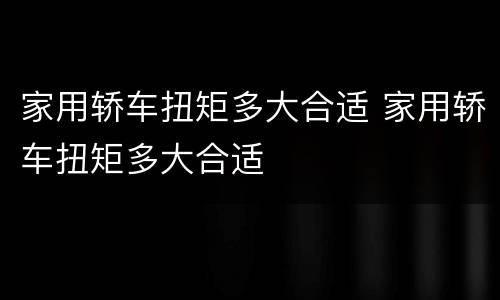 家用轿车扭矩多大合适 家用轿车扭矩多大合适