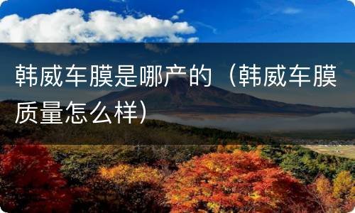 韩威车膜是哪产的（韩威车膜质量怎么样）