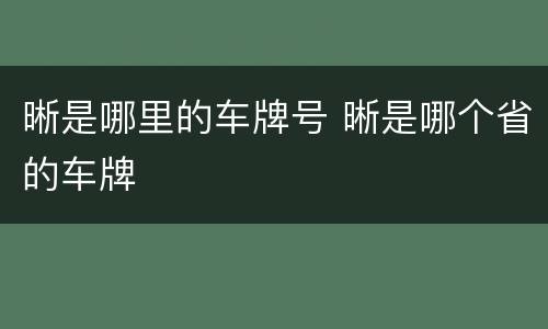 晰是哪里的车牌号 晰是哪个省的车牌