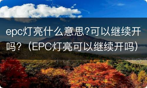 epc灯亮什么意思?可以继续开吗?（EPC灯亮可以继续开吗）