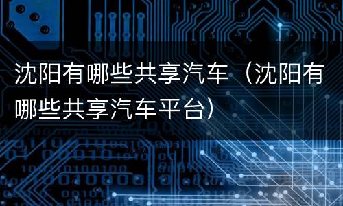 沈阳有哪些共享汽车（沈阳有哪些共享汽车平台）