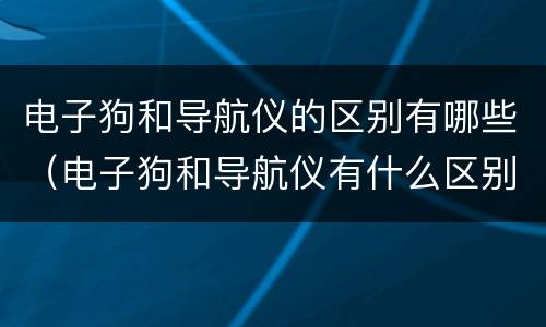 电子狗和导航仪的区别有哪些（电子狗和导航仪有什么区别）