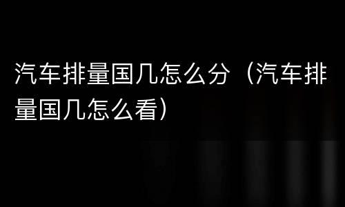 汽车排量国几怎么分（汽车排量国几怎么看）