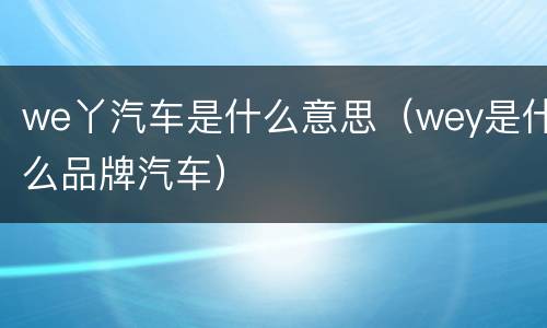 we丫汽车是什么意思（wey是什么品牌汽车）