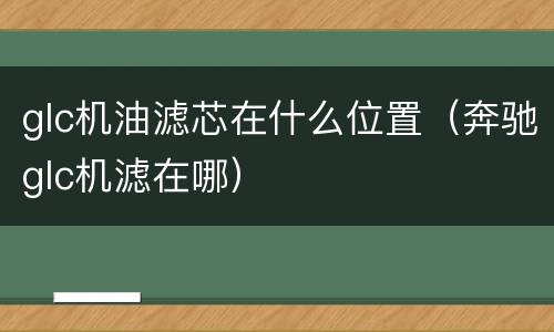 glc机油滤芯在什么位置（奔驰glc机滤在哪）