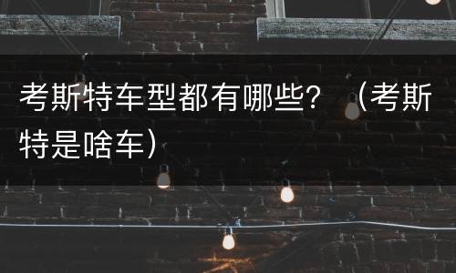 考斯特车型都有哪些？（考斯特是啥车）
