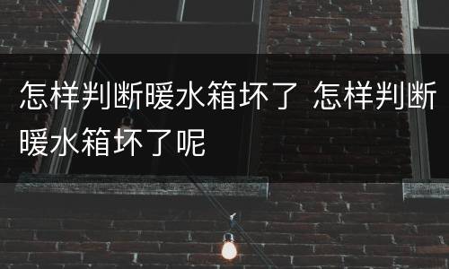 怎样判断暖水箱坏了 怎样判断暖水箱坏了呢
