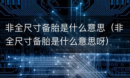 非全尺寸备胎是什么意思（非全尺寸备胎是什么意思呀）