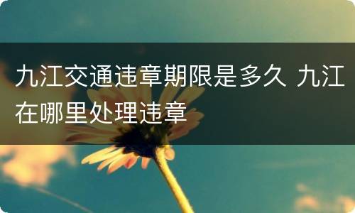 九江交通违章期限是多久 九江在哪里处理违章