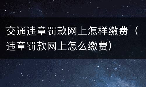 交通违章罚款网上怎样缴费（违章罚款网上怎么缴费）