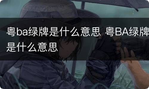 粤ba绿牌是什么意思 粤BA绿牌是什么意思