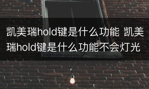 凯美瑞hold键是什么功能 凯美瑞hold键是什么功能不会灯光