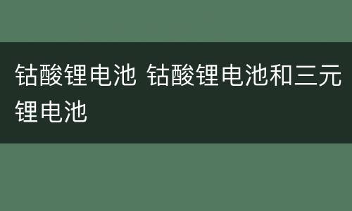 钴酸锂电池 钴酸锂电池和三元锂电池