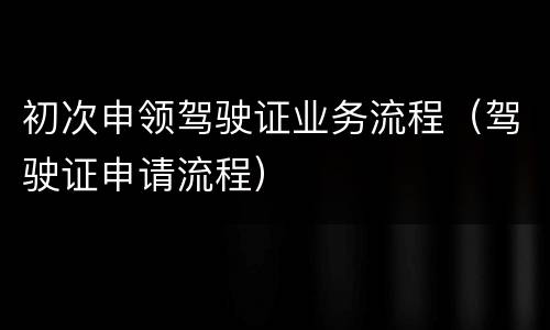 初次申领驾驶证业务流程（驾驶证申请流程）