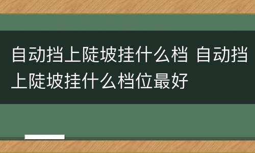 自动挡上陡坡挂什么档 自动挡上陡坡挂什么档位最好