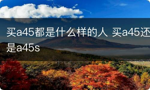 买a45都是什么样的人 买a45还是a45s