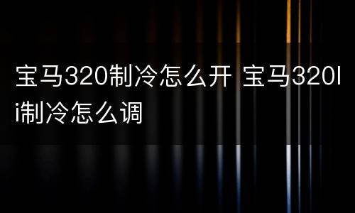 宝马320制冷怎么开 宝马320li制冷怎么调