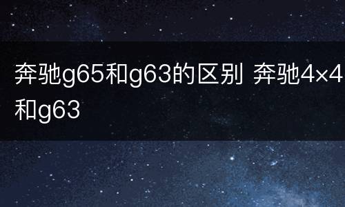 奔驰g65和g63的区别 奔驰4×4和g63