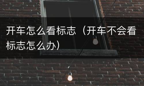 开车怎么看标志（开车不会看标志怎么办）