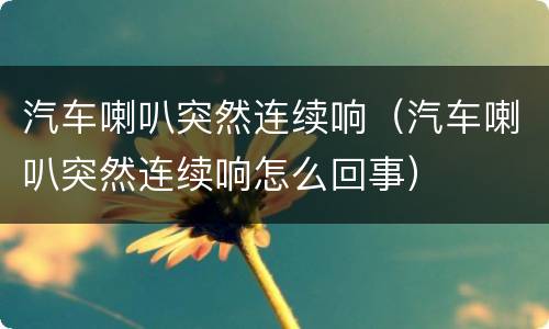 汽车喇叭突然连续响（汽车喇叭突然连续响怎么回事）