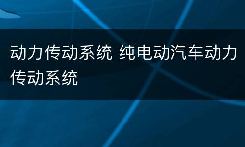 动力传动系统 纯电动汽车动力传动系统