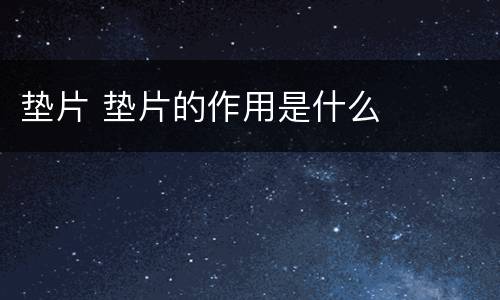 垫片 垫片的作用是什么