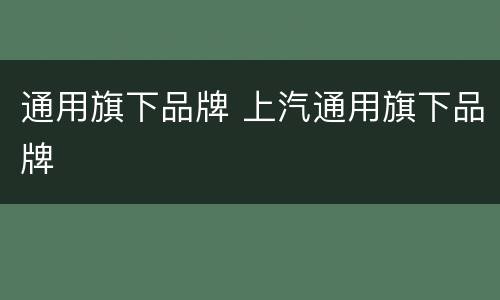通用旗下品牌 上汽通用旗下品牌