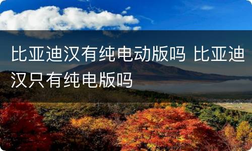 比亚迪汉有纯电动版吗 比亚迪汉只有纯电版吗
