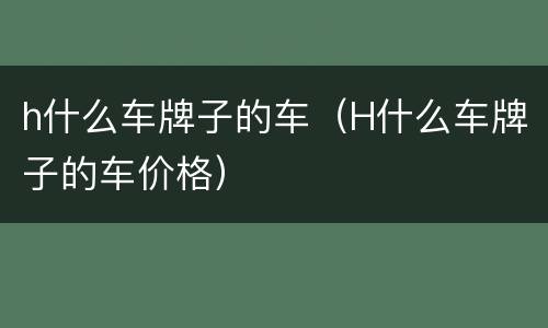 h什么车牌子的车（H什么车牌子的车价格）
