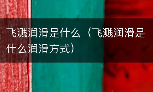 飞溅润滑是什么（飞溅润滑是什么润滑方式）