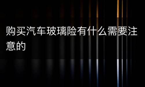 购买汽车玻璃险有什么需要注意的