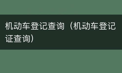 机动车登记查询（机动车登记证查询）