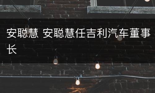 安聪慧 安聪慧任吉利汽车董事长