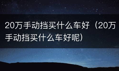 20万手动挡买什么车好（20万手动挡买什么车好呢）