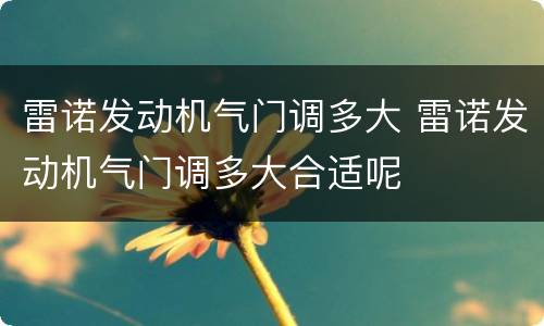 雷诺发动机气门调多大 雷诺发动机气门调多大合适呢