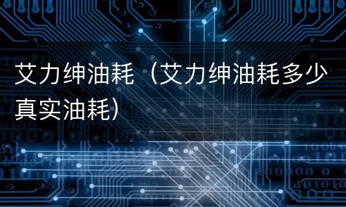 艾力绅油耗（艾力绅油耗多少真实油耗）