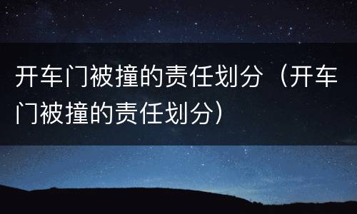 开车门被撞的责任划分（开车门被撞的责任划分）