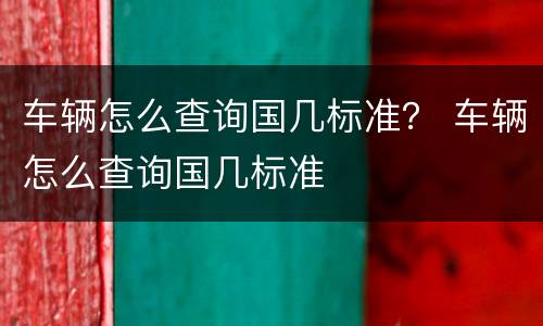 车辆怎么查询国几标准？ 车辆怎么查询国几标准