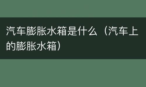 汽车膨胀水箱是什么（汽车上的膨胀水箱）