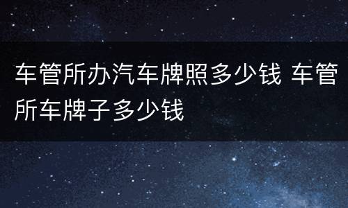 车管所办汽车牌照多少钱 车管所车牌子多少钱